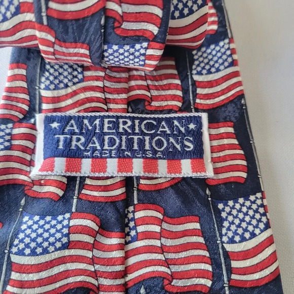 AMERICAN TRADITIONS USA Flag Men’s Silk Tie - Picture 5 of 12